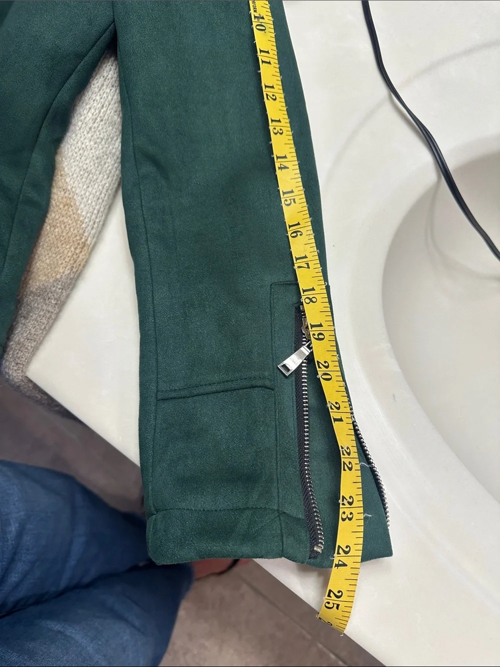Forest Green Faux Suede Moto Jacket - Picture 10 of 13